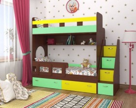 Детская двухъярусная кровать Юниор-1 Белый/Синий Распродажа в Юрге - yurga.katalogmebeli.com | фото 4