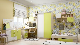 Детская комната Эппл (Зеленый/Белый/корпус Клен) в Юрге - yurga.katalogmebeli.com | фото