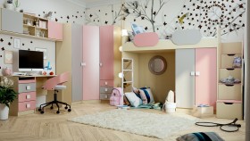 Детская комната Грэйси (Розовый/Серый/корпус Клен) в Юрге - yurga.katalogmebeli.com | фото
