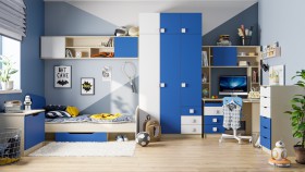 Детская комната Скай (Синий/Белый/корпус Клен) в Юрге - yurga.katalogmebeli.com | фото