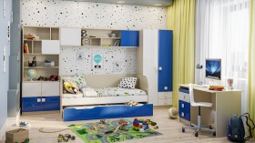 Детская комната Скай Люкс (Синий/Белый/корпус Клен) в Юрге - yurga.katalogmebeli.com | фото