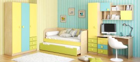 Детская комната Смайли (Желтый/Голубой/Зеленый/корпус Клен) в Юрге - yurga.katalogmebeli.com | фото