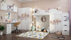 Детская комната Совушки (Белый/корпус Выбеленное дерево) в Юрге - yurga.katalogmebeli.com | фото