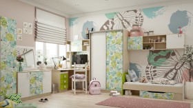 Детская комната Твит (Белый/Зеленый/корпус Клен) в Юрге - yurga.katalogmebeli.com | фото