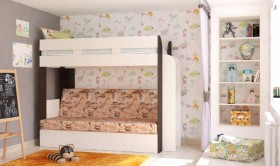 Кровать с диваном 75 Карамель Атлант (Венге Магия /Сосна Карелия/Савана) в Юрге - yurga.katalogmebeli.com | фото