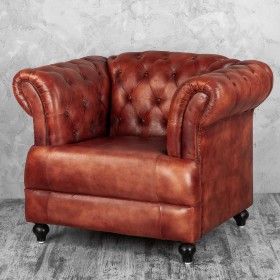 Кресло кожаное Лофт Честер-Нью (Коричневый) в Юрге - yurga.katalogmebeli.com | фото