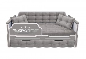Кровать 190 серии Спорт 1 ящик 45 Серый (подушки) в Юрге - yurga.katalogmebeli.com | фото