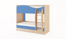 Кровать 2-х ярусная с ящиками (Беленый дуб/Синий) в Юрге - yurga.katalogmebeli.com | фото