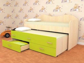 Кровать детская Нимфа двухместная 2.0 Дуб молочный/Лайм в Юрге - yurga.katalogmebeli.com | фото