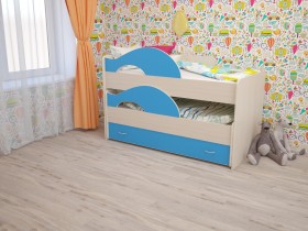 Кровать детская Радуга 1600 Млечный дуб/Голубой в Юрге - yurga.katalogmebeli.com | фото