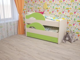 Кровать детская Радуга 1600 Млечный дуб/Салатовый в Юрге - yurga.katalogmebeli.com | фото