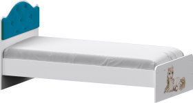 Кровать Каспер с мягкой спинкой и фотопечатью (800х1900)  Белый/Бирюза в Юрге - yurga.katalogmebeli.com | фото