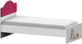 Кровать Каспер с мягкой спинкой и фотопечатью (800х1900)Белый/Ярко-розовый в Юрге - yurga.katalogmebeli.com | фото