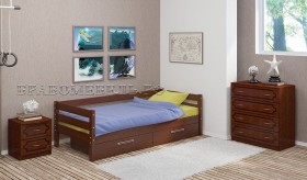 Кровать одинарная ГЛОРИЯ из массива сосны  900*2000 (Орех) в Юрге - yurga.katalogmebeli.com | фото