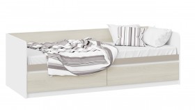 Кровать «Сканди» с 2 ящиками Дуб Гарден/Белый/Глиняный серый в Юрге - yurga.katalogmebeli.com | фото