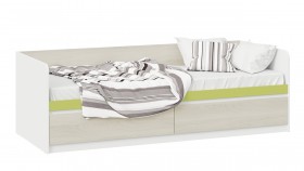 Кровать «Сканди» с 2 ящиками Дуб Гарден/Белый/Зеленый в Юрге - yurga.katalogmebeli.com | фото