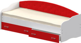 Кровать Софа-7 с мягкой спинкой (800х2000) Белый/Красный в Юрге - yurga.katalogmebeli.com | фото