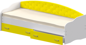 Кровать Софа-8 с мягкой спинкой (900х1900) Белый/Желтый в Юрге - yurga.katalogmebeli.com | фото