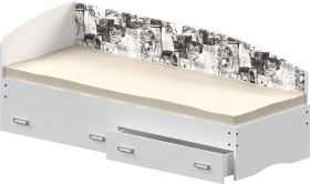 Кровать Софа-9 с мягкой спинкой с рисунком Милана (900х1900) Белый в Юрге - yurga.katalogmebeli.com | фото