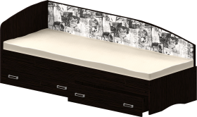 Кровать Софа-9 с мягкой спинкой с рисунком Милана (900х2000) Венге в Юрге - yurga.katalogmebeli.com | фото