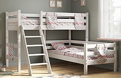 Кровать Соня вариант 8 угловая с наклонной лестницей Белый полупрозрачный в Юрге - yurga.katalogmebeli.com | фото