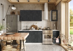 Кухонный гарнитур Нувель 1800мм белый/бетон черный в Юрге - yurga.katalogmebeli.com | фото