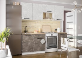 Кухонный гарнитур Нувель 2100мм белый/бетон коричневый в Юрге - yurga.katalogmebeli.com | фото