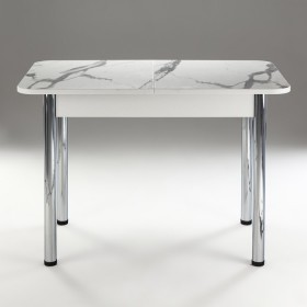 Кухонный стол 1100*700/400 ф 2 Пластик, мрамор белый в Юрге - yurga.katalogmebeli.com | фото