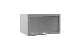 Квадро ГВПГС 800 шкаф верхний горизонтальный глубокий со стеклом высокий (Железо/корпус Серый) в Юрге - yurga.katalogmebeli.com | фото