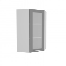 Квадро ВПУС 550 шкаф верхний угловой со стеклом высокий (Железо/корпус Серый) в Юрге - yurga.katalogmebeli.com | фото