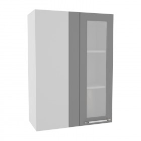 Квадро ВПУС 650 шкаф верхний угловой со стеклом высокий (Железо/корпус Серый) в Юрге - yurga.katalogmebeli.com | фото