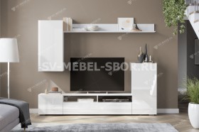 Мебель для гостиной МГС 4 (Белый/Белый глянец) в Юрге - yurga.katalogmebeli.com | фото