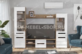 Мебель для гостиной МГС 6 (Исполнение 1/Дуб золотой/Белый глянец) в Юрге - yurga.katalogmebeli.com | фото