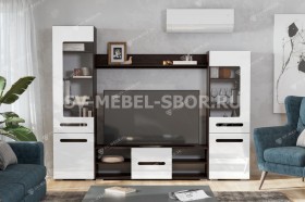 Мебель для гостиной МГС 6 (Исполнение 1/Венге/Белый глянец) в Юрге - yurga.katalogmebeli.com | фото 1