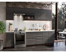 Модульная кухня Бруклин 2,8 м (Бетон черный/Венге) в Юрге - yurga.katalogmebeli.com | фото