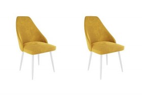 Набор стульев Милан 2 шт (желтый велюр/белый) в Юрге - yurga.katalogmebeli.com | фото