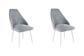 Набор стульев Милан 2 шт (серый велюр/белый) в Юрге - yurga.katalogmebeli.com | фото