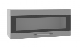 Норд ШВГС 800 Шкаф верхний горизонтальный со стеклом (Софт черный/корпус Венге) в Юрге - yurga.katalogmebeli.com | фото