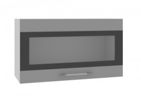 Ройс ВПГСФ 800 Шкаф верхний горизонтальный со стеклом с фотопечатью высокий (Графит софт/корпус Серый) в Юрге - yurga.katalogmebeli.com | фото