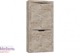 Шкаф 2-х створчатый комбинированный Хилтон (Дуб юкон/Гранж) в Юрге - yurga.katalogmebeli.com | фото