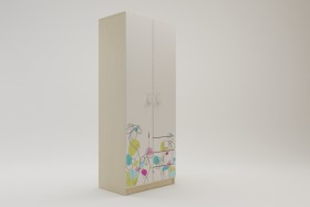 Шкаф 2-х створчатый с ящиками Флёр (Белый/корпус Клен) в Юрге - yurga.katalogmebeli.com | фото