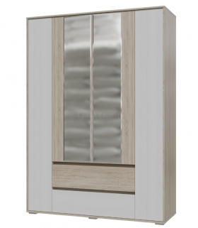Шкаф 4-х дверный с ящиками Мальта 1600 Дуб сонома/Рамух белый в Юрге - yurga.katalogmebeli.com | фото