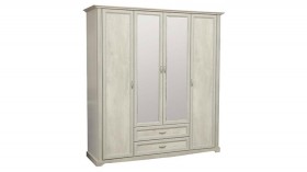 Шкаф для одежды "Сохо" (бетон пайн белый/2 ящика/зеркало) в Юрге - yurga.katalogmebeli.com | фото