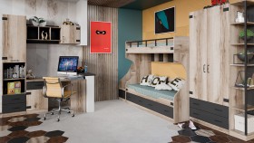Шкаф для одежды комбинированный «Окланд» (Фон Черный/Дуб Делано) Распродажа в Юрге - yurga.katalogmebeli.com | фото 4