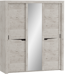Шкаф трехдверный Соренто с раздвижными дверями Дуб бонифаций/Кофе структурный матовый в Юрге - yurga.katalogmebeli.com | фото