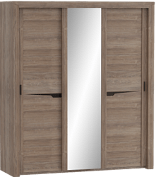 Шкаф трехдверный Соренто с раздвижными дверями Дуб стирлинг/Кофе структурный матовый в Юрге - yurga.katalogmebeli.com | фото 1